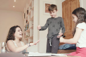 Connie, one of our nannies playing with the kids after school