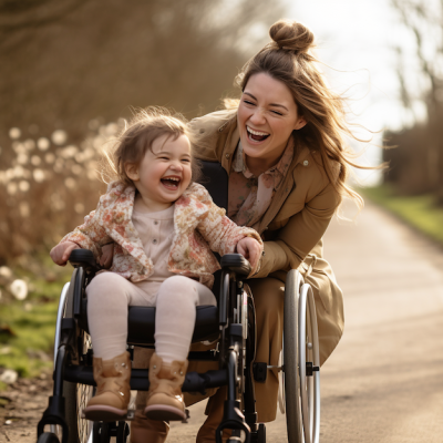 mum and child giggling together outside autumnal